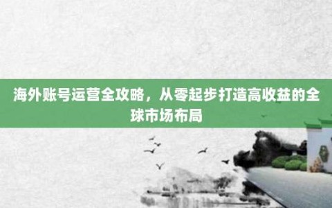 海外账号运营全攻略，从零起步打造高收益的全球市场布局