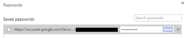 来自浏览器的Gmail密码破解程序 - 选择显示密码标签