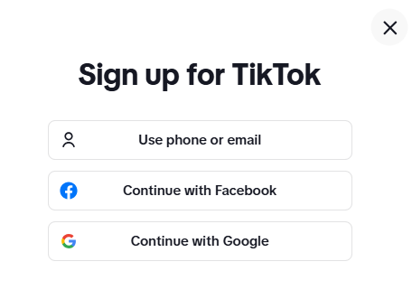 选择tiiktok注册方式