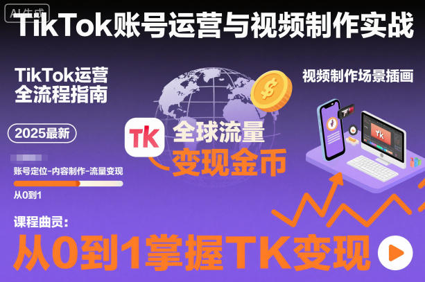 2025 TikTok账号运营与视频制作实战全流程:从0到1掌握TK变现(含11月最新TK优化方法)