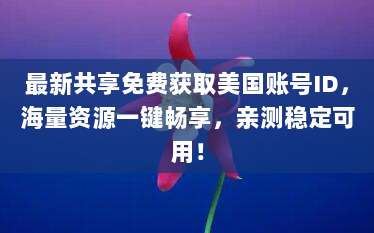最新共享免费获取美国账号ID,海量资源一键畅享,亲测稳定可用!