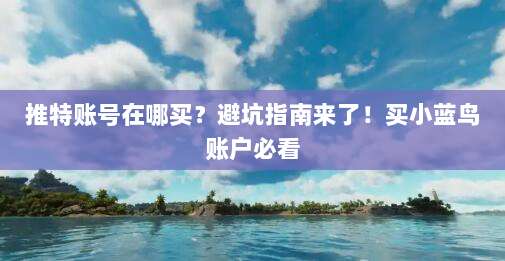 推特账号在哪买？避坑指南来了！买小蓝鸟账户必看