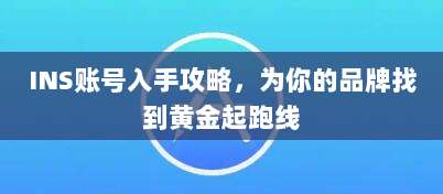 INS账号入手攻略，为你的品牌找到黄金起跑线