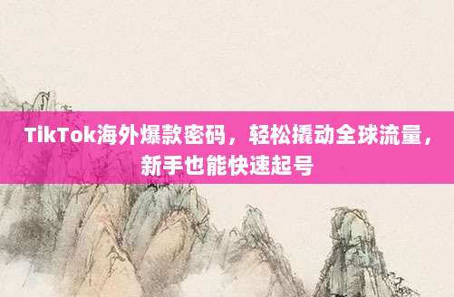TikTok海外爆款密码,轻松撬动全球流量,新手也能快速起号