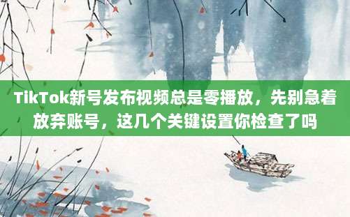 TikTok新号发布视频总是零播放，先别急着放弃账号，这几个关键设置你检查了吗