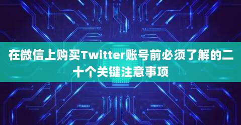 在微信上购买Twitter账号前必须了解的二十个关键注意事项