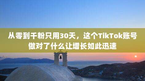 从零到千粉只用30天，这个TikTok账号做对了什么让增长如此迅速