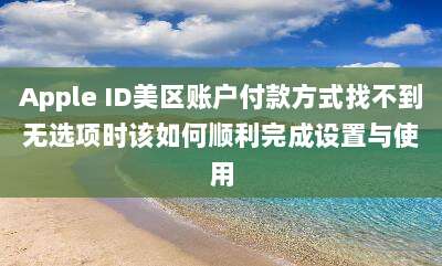 Apple ID美区账户付款方式找不到无选项时该如何顺利完成设置与使用