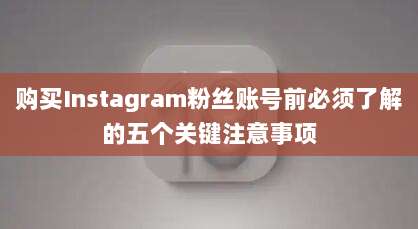 购买Instagram粉丝账号前必须了解的五个关键注意事项