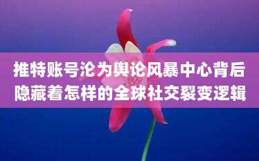 推特账号沦为舆论风暴中心背后隐藏着怎样的全球社交裂变逻辑
