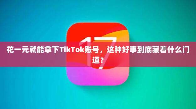 花一元就能拿下TikTok账号，这种好事到底藏着什么门道？