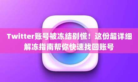 Twitter账号被冻结别慌！这份超详细解冻指南帮你快速找回账号