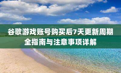 谷歌游戏账号购买后7天更新周期全指南与注意事项详解
