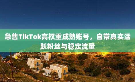 急售TikTok高权重成熟账号,自带真实活跃粉丝与稳定流量