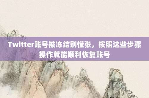 Twitter账号被冻结别慌张,按照这些步骤操作就能顺利恢复账号