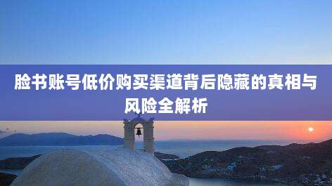 脸书账号低价购买渠道背后隐藏的真相与风险全解析