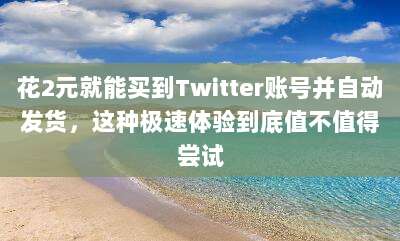 花2元就能买到Twitter账号并自动发货，这种极速体验到底值不值得尝试