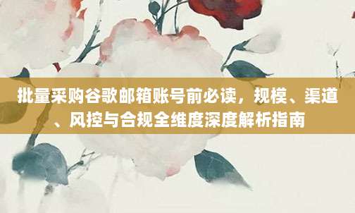 批量采购谷歌邮箱账号前必读，规模、渠道、风控与合规全维度深度解析指南