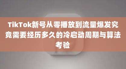 TikTok新号从零播放到流量爆发究竟需要经历多久的冷启动周期与算法考验