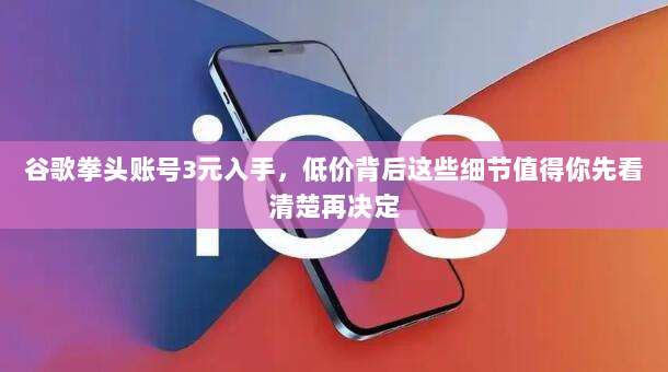 谷歌拳头账号3元入手，低价背后这些细节值得你先看清楚再决定