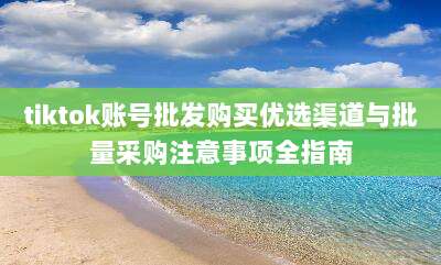 tiktok账号批发购买优选渠道与批量采购注意事项全指南