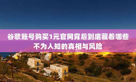 谷歌账号购买1元官网背后到底藏着哪些不为人知的真相与风险