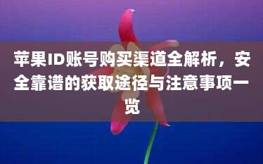 苹果ID账号购买渠道全解析，安全靠谱的获取途径与注意事项一览