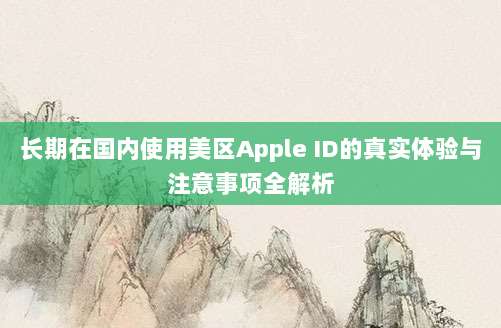 长期在国内使用美区Apple ID的真实体验与注意事项全解析