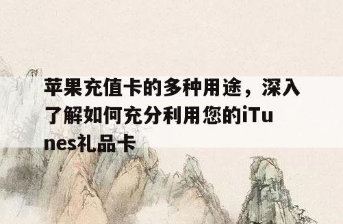 苹果充值卡的多种用途，深入了解如何充分利用您的iTunes礼品卡