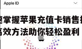 快速掌握苹果充值卡销售技巧，高效方法助你轻松盈利