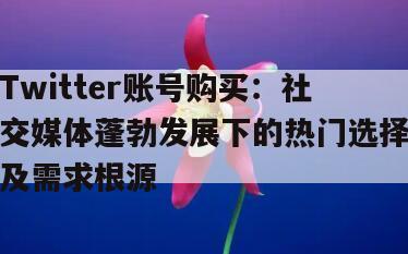 Twitter账号购买：社交媒体蓬勃发展下的热门选择及需求根源